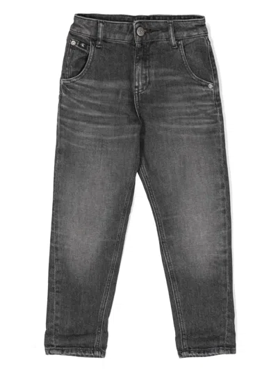 Calvin Klein Kids' Barrel Straight-leg Jeans In Black