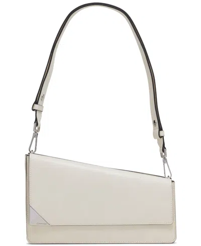 Calvin Klein Basalt Asymmetric Triple Compartment Convertible Shoulder Bag In White