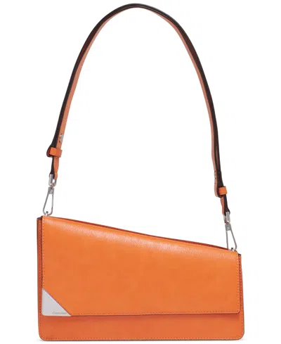 Calvin Klein Basalt Asymmetric Triple Compartment Convertible Shoulder Bag In Orange