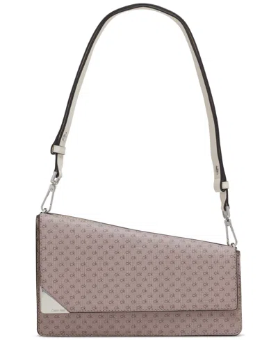 Calvin Klein Basalt Flap Shoulder In Almond Taupe,cherub White