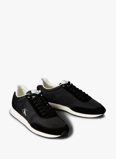 Calvin Klein Logo-print Panelled Sneakers In Black