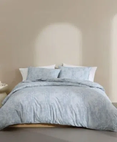 Calvin Klein Bayberry Washed Percale Duvet Cover Set In Blue