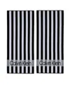 Calvin Klein Beach Stripe Logo Cotton 2-pc. Beach Towel Set, 70" X 40" In Multi