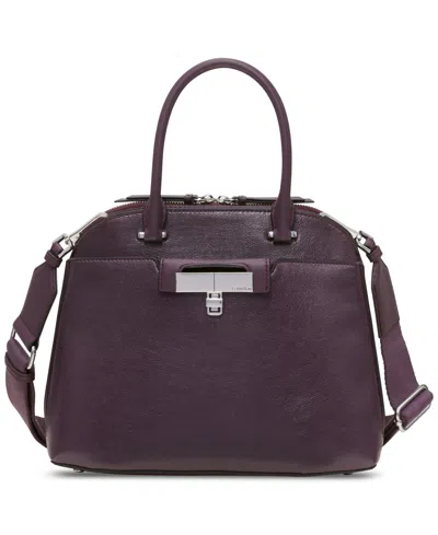 Calvin Klein Becky Convertible Turnlock Dome Satchel In Black Silv