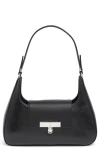 Calvin Klein Becky Faux Leather Shoulder Bag In Black/ Silver