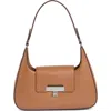 Calvin Klein Becky Faux Leather Shoulder Bag In Caramel