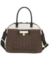 Calvin Klein Becky Signature Convertible Turnlock Dome Satchel In Brn Khk ml
