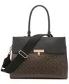 Calvin Klein Becky Signature Triple Compartment Turnlock Convertible Tote In Brown