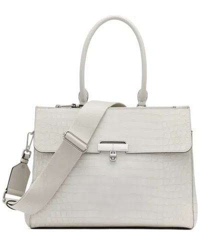 Calvin Klein Becky Soft Croco Tote In Beach Pebble