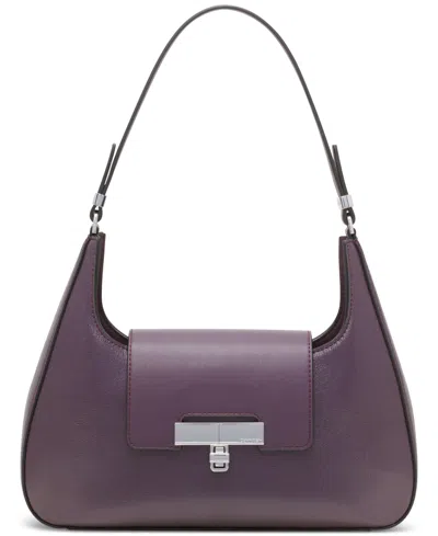 Calvin Klein Becky Turnlock Shoulder Bag In Plum