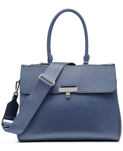 Calvin Klein Becky Turnlock Triple Compartment Convertible Tote In Blue