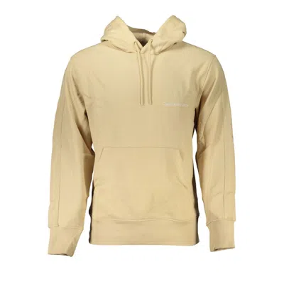 CALVIN KLEIN BEIGE BRUSHED COTTON HOODED SWEATSHIRT