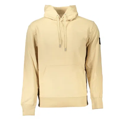 Calvin Klein Beige Brushed Cotton Hoodie With Central Pocket
