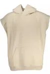 Calvin Klein Beige Hooded Sleeveless Cotton Sweatshirt In Beige