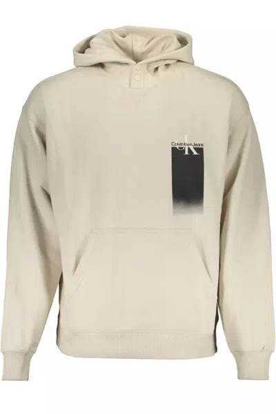 Calvin Klein Beige Hooded Sweatshirt With Central Pocket