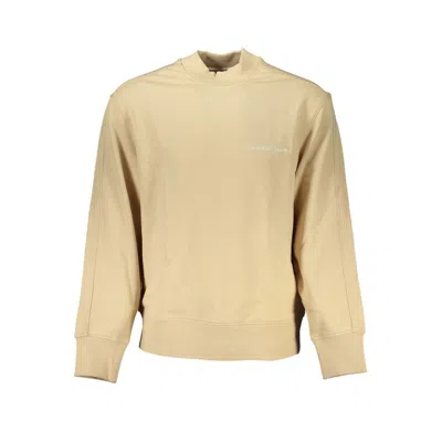 Calvin Klein Beige Crew Neck Logo Sweatshirt In Yellow