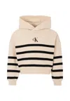 Calvin Klein Striped Logo Hoodie In Multi