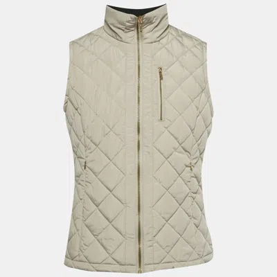 Pre-owned Calvin Klein Beige Nylon Quilted Vest L In Sand