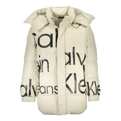 Calvin Klein Beige Polyester Men's Jacket In Sand