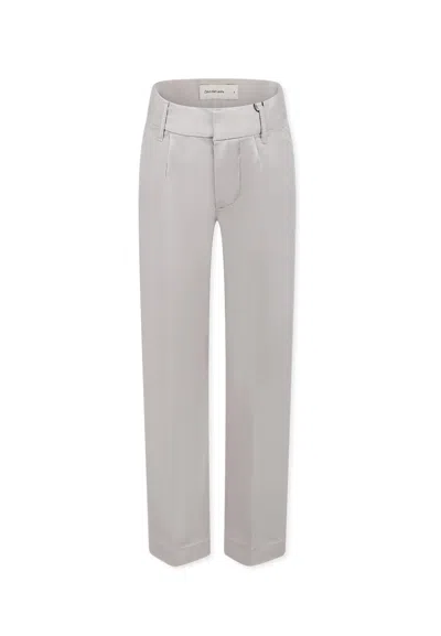 Calvin Klein Kids' Beige Trousers For Boy With Logo In Ivory