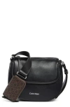 Calvin Klein Bella Adjustable Crossbody With Signature Zippered Pouch In Black/silver