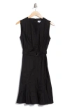 Calvin Klein Belted A-line Dress In Black
