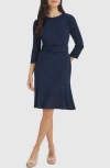 Calvin Klein Belted A-line Dress In Indigo