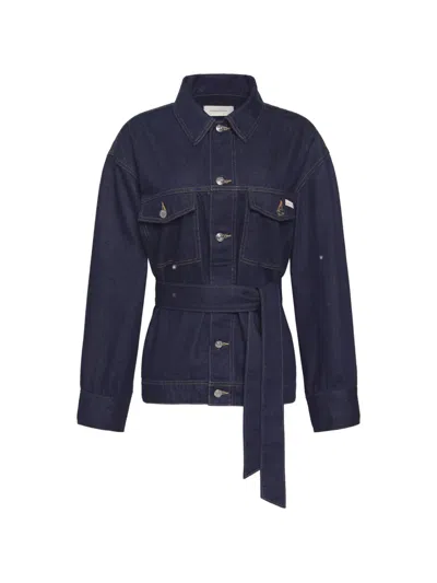 Calvin Klein Belted Button-fastening Jacket In Blue