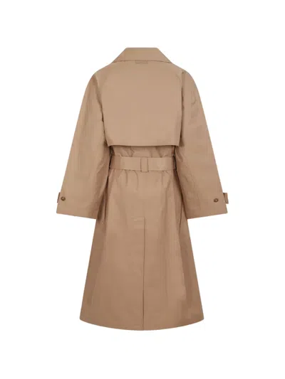 Calvin Klein Belted Double-breasted Trench Coat In Brown
