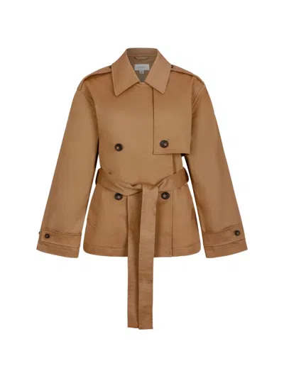 Calvin Klein Belted Double-breasted Trenchcoat In Brown