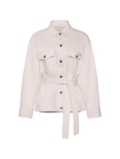 Calvin Klein Belted Jacket In Neutral