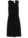 Calvin Klein Linen Blend Ns V Neck Dress Clothing In ブラック