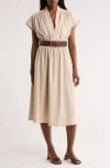 Calvin Klein Belted Midi Dress In Neutral