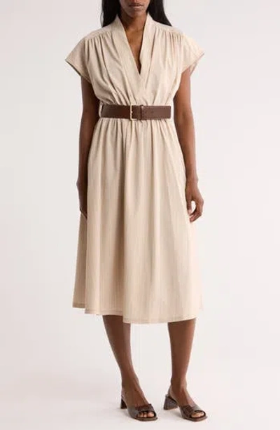 Calvin Klein Belted Midi Dress In Neutral