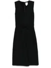 Calvin Klein Linen Blend Ns V Neck Dress Clothing In Black