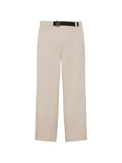 Calvin Klein Belted Panelled Straight-leg Trousers In Neutral