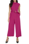 Calvin Klein Belted Scuba Crepe Jumpsuit In Boysenberry