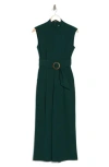 Calvin Klein Belted Scuba Crepe Jumpsuit In Malachite
