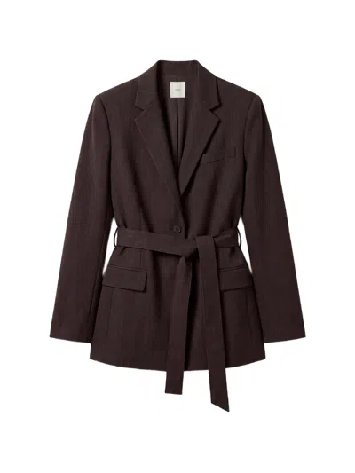 Calvin Klein Belted Single-breasted Blazer In Brown