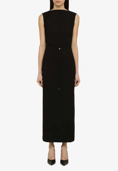 Calvin Klein Belted Maxi Dress In Black