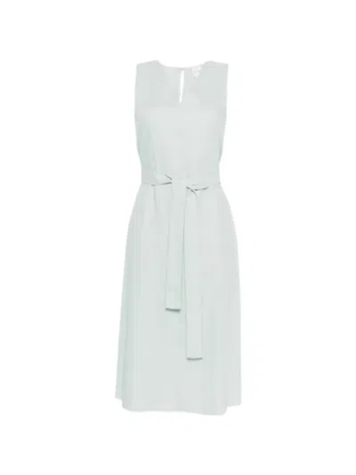 Calvin Klein Belted Sleeveless Midi Dress In Blue