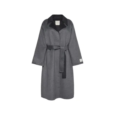Calvin Klein Belted Storm-flap Coat In Gray