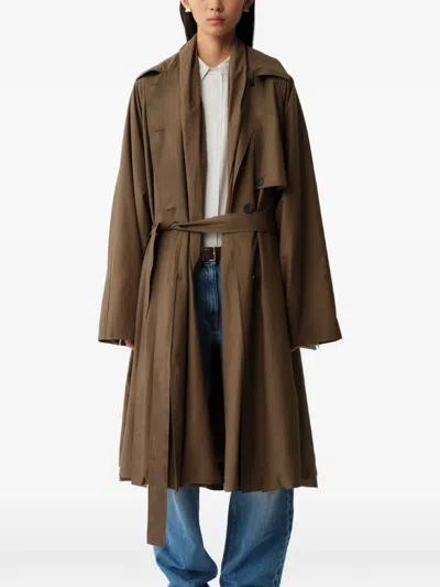 Calvin Klein Belted Storm-flap Trench Coat In Brown