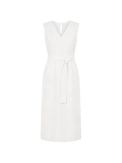 Calvin Klein Belted V-neck Dress In White