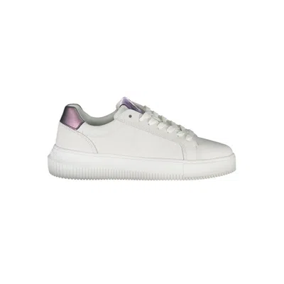 Calvin Klein Leather Lace-up Sneakers In White