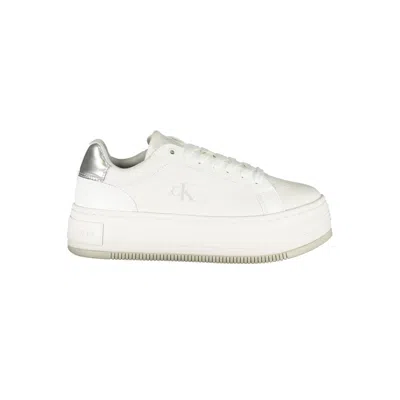 Calvin Klein Flatform Lace-up Sneakers In White