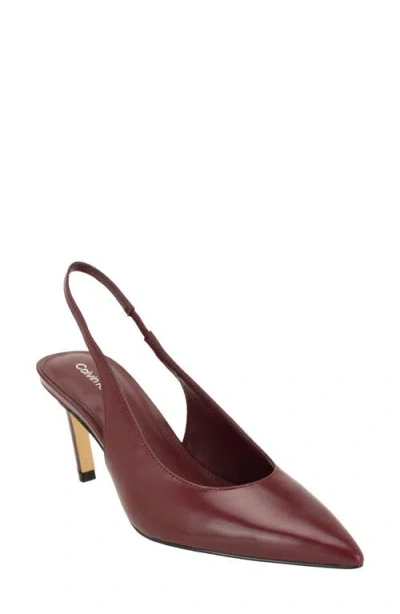 Calvin Klein Biancya Leather Slingback Pump In Brown