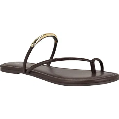 Calvin Klein Bienna Toe Loop Sandal In Brown