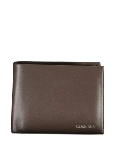 Calvin Klein Bi-fold Leather Wallet In Brown