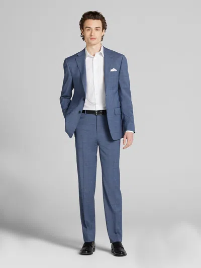 Calvin Klein Slim Fit Plaid Men's Suit In Blue